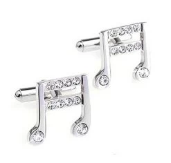 Clear Swarovski® Crystal Musical Note Cufflinks (V-CF-C502C-S)
