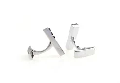 Silver Linear Design With Black Swarovski® Crystal Cufflinks (V-CF-C504B-S) -Fashionable Costume V CF C504B G 3 63967.1606533819