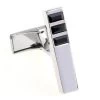 Silver Linear Design With Black Swarovski® Crystal Cufflinks (V-CF-C504B-S)