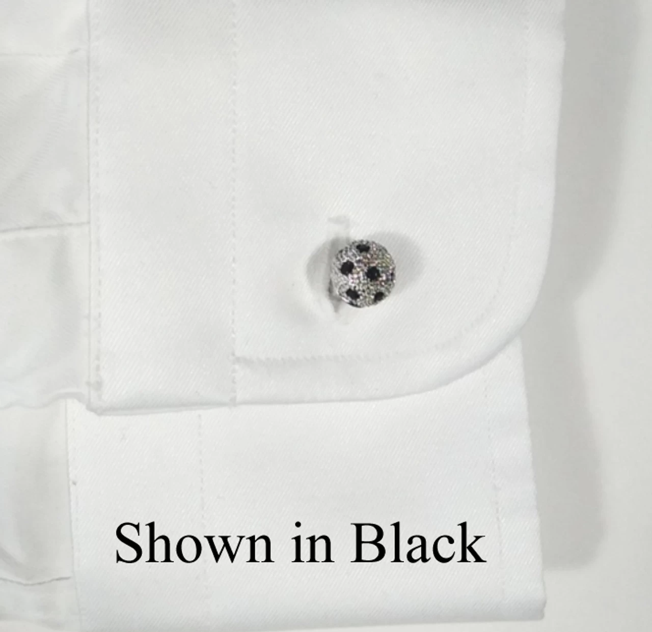 Small Silver With Black Swarovski® Crystals Dual Ball Cufflinks (V-CF-C509B-S) 3 Small Silver With Black Swarovski® Crystals Dual Ball Cufflinks (V-CF-C509B-S) - Image 3