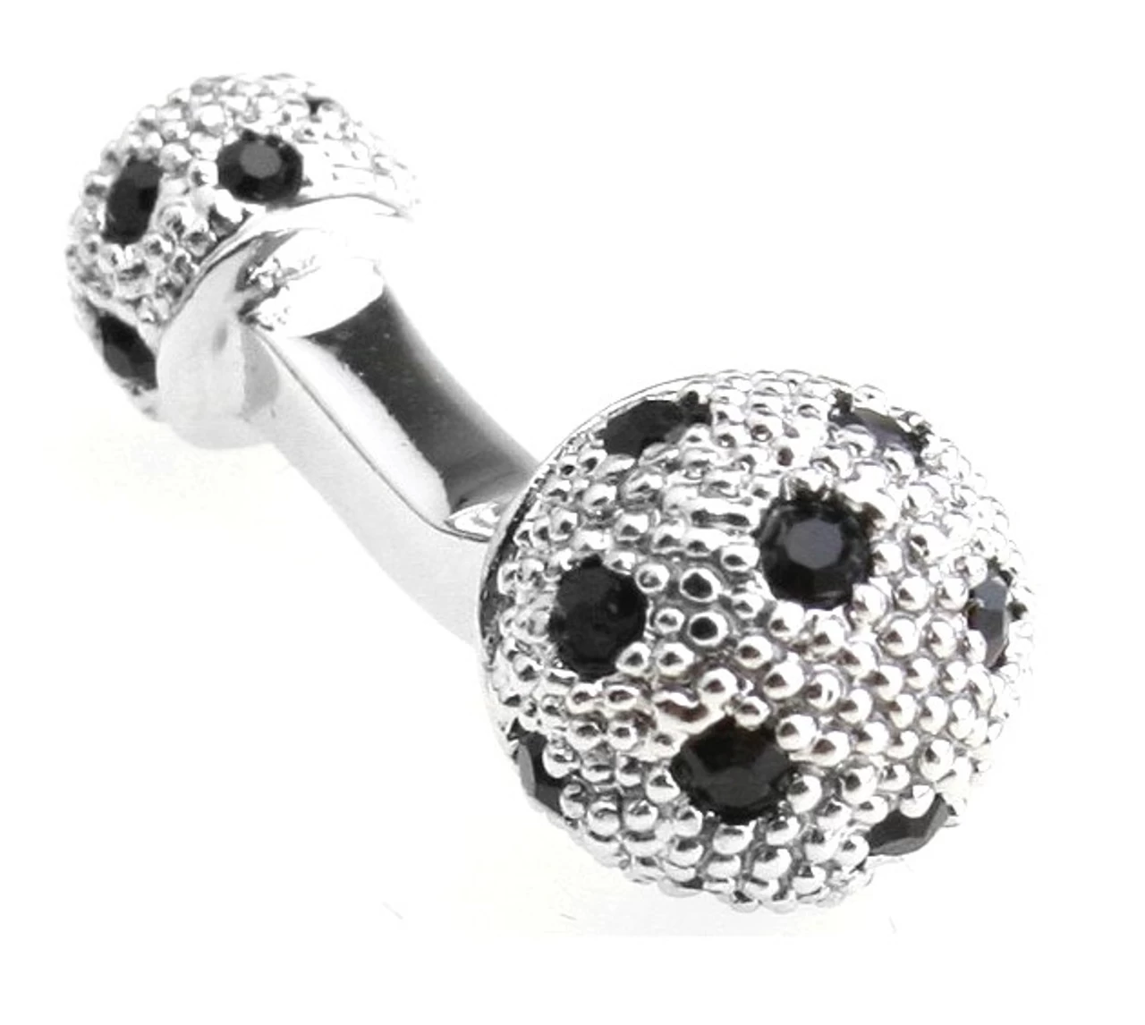 Small Silver With Black Swarovski® Crystals Dual Ball Cufflinks (V-CF-C509B-S) 1 Small Silver With Black Swarovski® Crystals Dual Ball Cufflinks (V-CF-C509B-S)