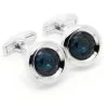 Blue Circle Swarovski® Crystal Cufflinks (V-CF-C52119-BL)