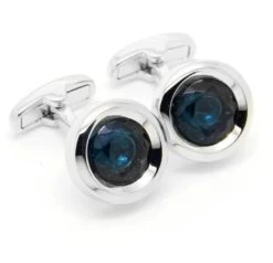 Blue Circle Swarovski® Crystal Cufflinks (V-CF-C52119-BL)