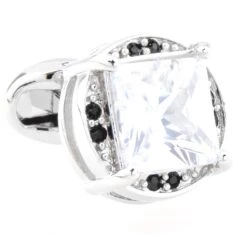 Large Diamond Center Swarovski® Crystal Cufflinks (V-CF-C52785-C)