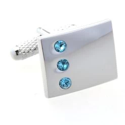 Light Blue 3 Crystal Cufflinks (V-CF-C53143BL-S) -Fashionable Costume V CF C53143BL S 93730.1534416630