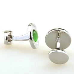Green Cat's Eye Stone Cufflinks (V-CF-C53340-GR) -Fashionable Costume V CF C53340 GR 2 78263.1535193833