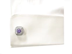 Large Purple Crystal Cufflinks (V-CF-C53495-PR) -Fashionable Costume V CF C53495 PR 3 55614.1579904193