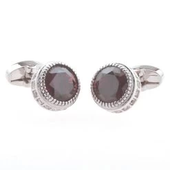 Red Crystal And Diamond Cufflinks (V-CF-C53838R) -Fashionable Costume V CF C53838R 3 18847.1579755806