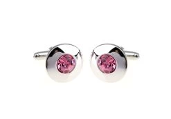 Round Center Pink Crystal Circle Cufflinks (V-CF-C56722-P) -Fashionable Costume V CF C56722 P 3 35918.1553748264