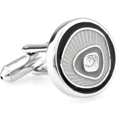 Grey And Black Design Crystal Cufflinks (V-CF-C56995-B)