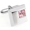 Pink Petite Square Crystal Cufflinks (V-CF-C5753P)