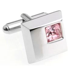 Pink Petite Square Crystal Cufflinks (V-CF-C5753P)
