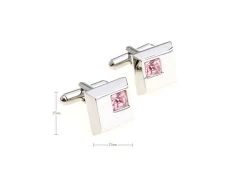Pink Petite Square Crystal Cufflinks (V-CF-C5753P) -Fashionable Costume V CF C5753P 3 01385.1579920611