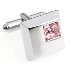 Pink Petite Square Crystal Cufflinks (V-CF-C5753P) -Fashionable Costume V CF C5753P 46449.1579920611
