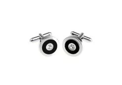 Diamond Crystal In A Black Circle Cufflinks (V-CF-C5906C) -Fashionable Costume V CF C5906C 3 05073.1522705324
