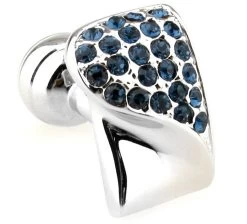Sapphire-Colored Swarovski® Crystal & Silver Cufflinks (V-CF-C603BL-S)