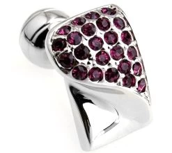 Raspberry-Colored Swarovski® Crystal & Silver Cufflinks (V-CF-C603PR-S)
