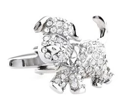 Diamond Swarovski® Crystal Puppy Dog Cufflinks (V-CF-C61618C)