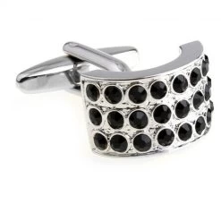 Circular Black Swarovski® Crystal Cufflinks (V-CF-C625B)