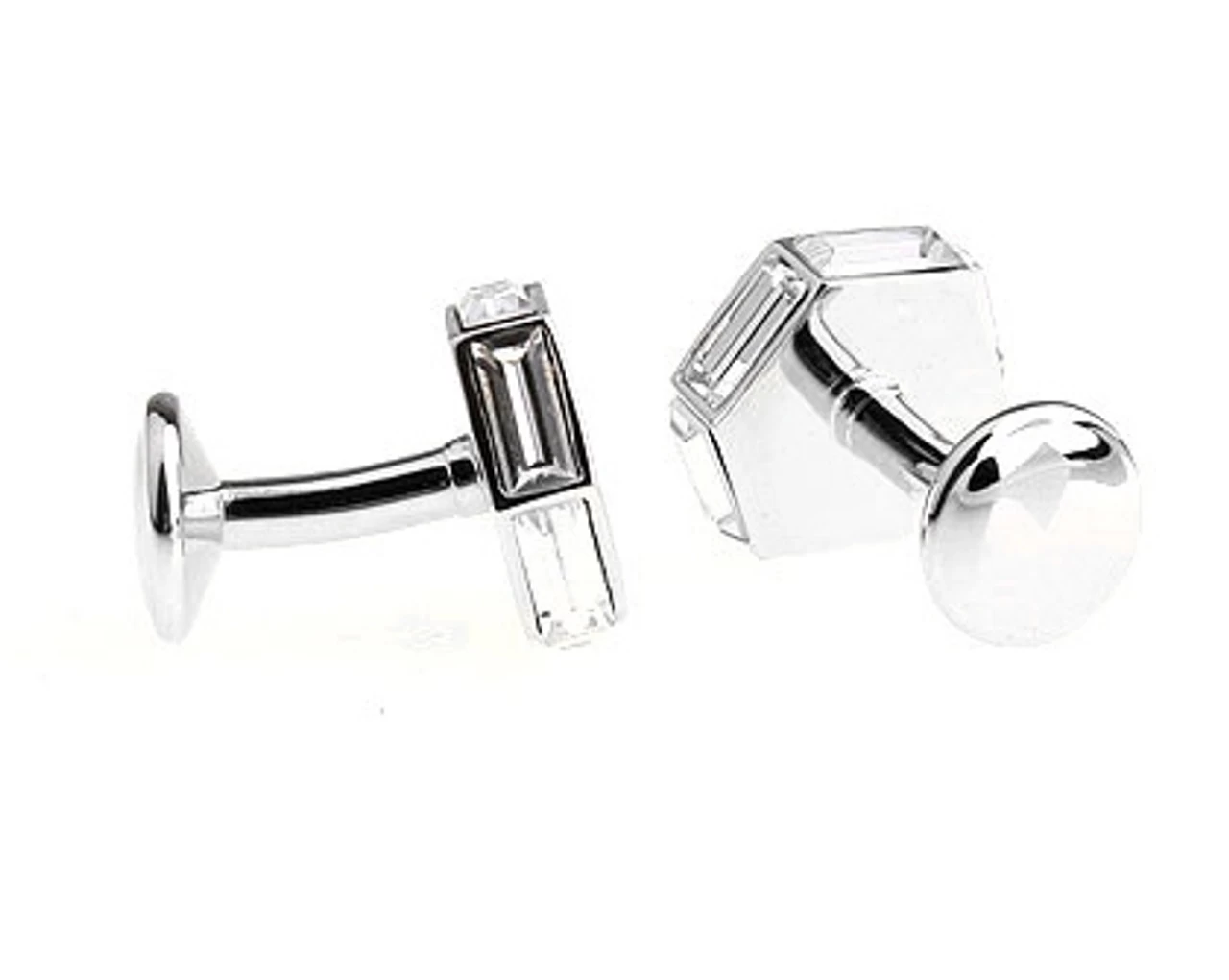 Crystal Hexagon Swarovski® Crystal Cufflinks (V-CF-C630C-S) 3 Crystal Hexagon Swarovski® Crystal Cufflinks (V-CF-C630C-S) - Image 3