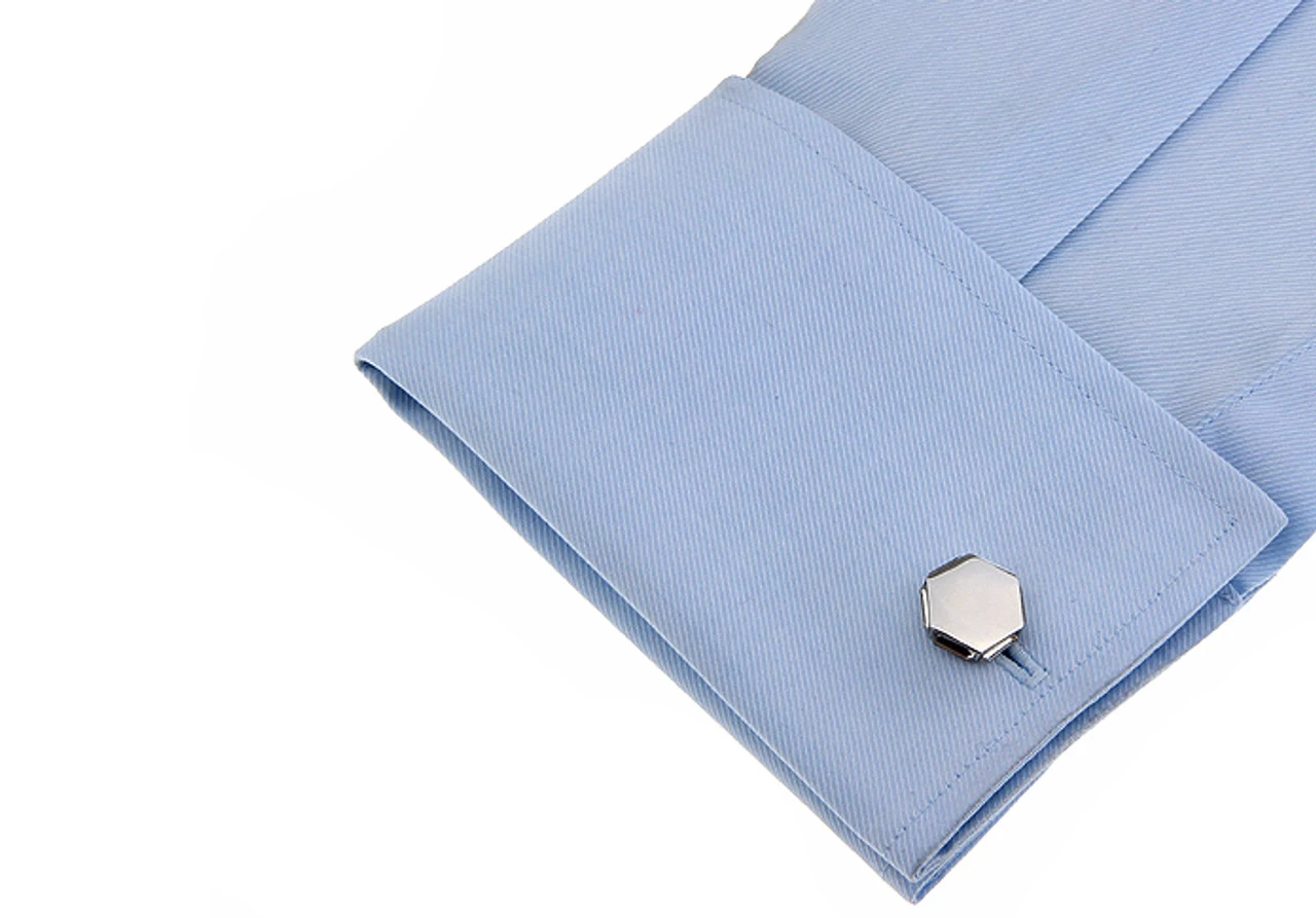 Crystal Hexagon Swarovski® Crystal Cufflinks (V-CF-C630C-S) 2 Crystal Hexagon Swarovski® Crystal Cufflinks (V-CF-C630C-S) - Image 2