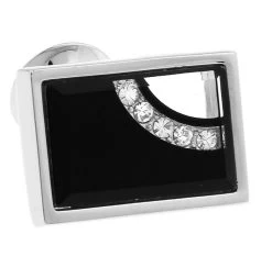 Glass Encased Swarovski® Crystal Rectangle Cufflinks (V-CF-C63608B-S)