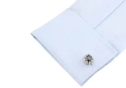 Large Round Black Crystal Silver Cufflinks (V-CF-C63948B-S) -Fashionable Costume V CF C63948B S 5 88185.1606980856