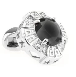 Oversized Black Faceted Crystal Cufflinks (V-CF-C64110B)