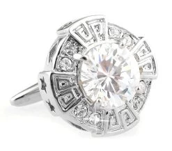 Oversized Diamond Faceted Crystal Cufflinks (V-CF-C64110C)