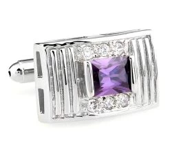 Purple Princess Cut Swarovski® Crystal Cufflinks (V-CF-C64194PR-S)