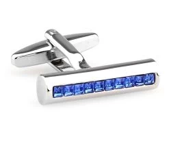 Royal Blue Cylinder Swarovski® Crystal Cufflinks (V-CF-C65337BL-S)