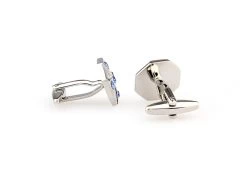 Royal Blue Crystal Circle Cufflinks (V-CF-C65449BL) -Fashionable Costume V CF C65449BL 2 09780.1534235908