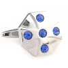 Royal Blue Crystal Circle Cufflinks (V-CF-C65449BL)