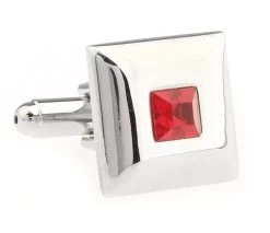 Red Square Crystal Cufflinks (V-CF-C68413R)