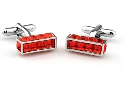 Red Long Cube With Square Crystals Cufflinks (V-CF-C7708R) -Fashionable Costume V CF C7708R 3 40934.1579755797
