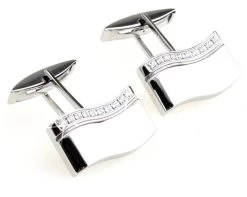 Stainless Steel Swivel Swarovski® Crystal Cufflinks (V-CF-C800C)