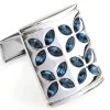Blue Faceted Swarovski® Crystal Flower Cufflinks (V-CF-C805BL)