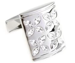 Diamond Faceted Swarovski® Crystal Flower Cufflinks (V-CF-C805C)