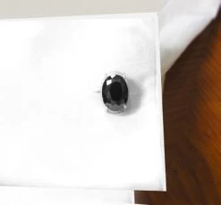 Black Faceted Oval Swarovski® Crystal Silver Cufflinks (V-CF-C8113B-S) -Fashionable Costume V CF C8113B S 5 78789.1607207161