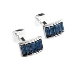 Blue Swarovski® Crystal Arch Cufflinks (V-CF-C900BL)