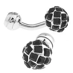 Black Swarovski® Crystal Ball Cufflinks (V-CF-C902B)