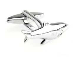 Silver Great White Shark Cufflinks (V-CF-E449-S)