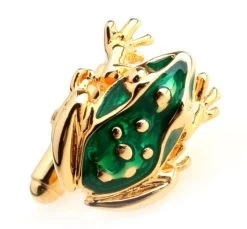 Enameled Green Frog Cufflinks (V-CF-E487GR-G)