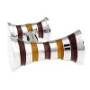 Double Knob Bronze & Tan Stripe Cufflinks (V-CF-E62379BR)
