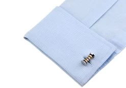 Double Knob Bronze & Tan Stripe Cufflinks (V-CF-E62379BR) -Fashionable Costume V CF E62379BR 2 78152.1524206766