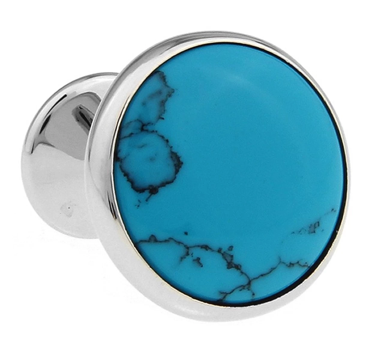 Knob Style Genuine Turquoise Cufflinks (V-CF-G407BL) 1 Knob Style Genuine Turquoise Cufflinks (V-CF-G407BL)