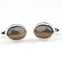 Large Oval Brown Cat's Eye Cufflinks (V-CF-G50387-BR) -Fashionable Costume V CF G50387 BR 3 75773.1535151954