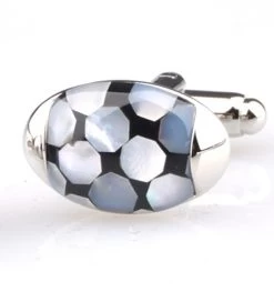 Oval Black Onyx & Mother Of Pearl Domed Cufflinks (V-CF-G50651)