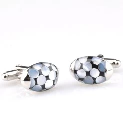 Oval Black Onyx & Mother Of Pearl Domed Cufflinks (V-CF-G50651) -Fashionable Costume V CF G50651 2 74740.1549859322