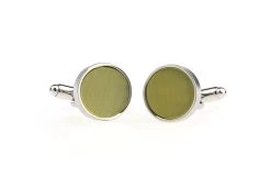 Round Light Yellow Cat's Eye Cufflinks (V-CF-G50660CR-S) -Fashionable Costume V CF G50660CR S 3 04727.1534968408